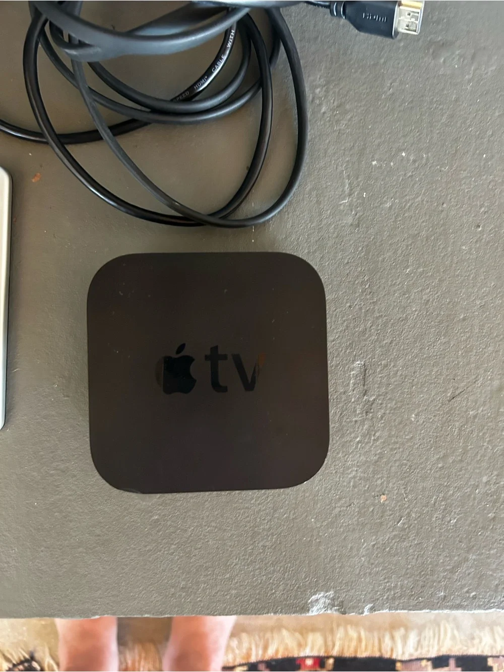 Apple TV box with Siri Remote and cables - Black Gen 4